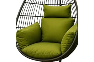 HOMESCAPES Luxury Egg Chair Cushion, Waterproof Hanging Swing Chair Cushion with Removable Headrest & Ties, Thick & Plush Head Pillow for Canopy Swings, Home Garden Patio Indoor Outdoor Use - Green