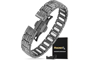 MagnetRX® Magnetic Bracelets for Men - EllipseMAX 5X Strength 5,000 Gauss Magnets - Designed in USA & Patent Approved - Premium Titanium Mens Magnetic Bracelet & Adjustable Length (Gunmetal)