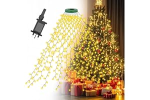 Christmas Tree Lights, Gcstnn 2m * 16 Lines 400 LEDs Fairy Lights Mains Powered with 8 Light Modes,Memory & Timing Function,Waterproof for 1.5-2.5M(5-12ft) Christmas Tree Indoor and Outdoor,Warm White