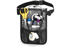 Trunab Riñonera de Enfermera con Soporte para Cinta y Múltiples Compartimentos, Organizador de Cinturón de Enfermería con Correa de Cintura Ajustable, Aplicar para Tijeras, Gasa, Estetoscopio, Gris