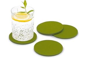 FILU Filzuntersetzer rund 8er Pack (Farbe wählbar) grün - Untersetzer aus Filz für Tisch und Bar als Glasuntersetzer/Getränkeuntersetzer für Glas und Gläser