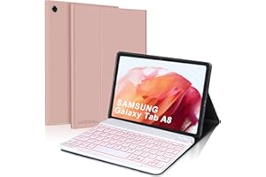 JADEMALL Keyboard Case for Samsung Galaxy Tab A8 10.5, 7 Colors Backlight Magnetically Detachable Wireless Bluetooth Keyboard with Premium PU Leather Cover for Galaxy Tab A8 10.5 2022 (SM-X200/X205/X207)