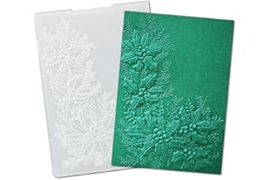 arriettycraft 3D Christmas Holly Leaves Plastic Embossing Folders for Card Making 3 d Evergreen Holly Corner Embossing Folder for Gift Tag Paper Crafting Home Decoration 5"x7"