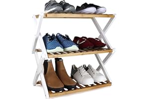 Ashwood & Rye 3 Tier Folding Bamboo Shoe Storage Racks