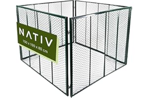NATIV Garten Komposter 100x100x80 cm dunkelgrün, Metallkomposter mit 800 Litern, Drahtkomposter für eigenen Kompost, Metall Komposter als Kompostsieb nutzbar, Kompostierer (dunkelgrün, 800 Liter)