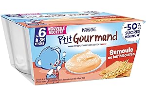Nestlé Bébé - P'tit Gourmand Semoule au Lait Biscuitée - 4 x 100g - Dès 6 mois