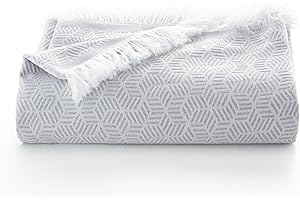 GAMUSI Narzuta Wielofunkcyjne Łóżko i Sofa. Plaid Foulard Ochraniacz Koc Miękka bawełna geometryczna - 180x140 cm, Szary