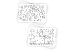 Colorpockit 4x6 Postcard Coloring with Artsy Animals and Seaside Scenes. Refills for COLORpockit Complete Portable Coloring kit. Contains Two 12-Card Coloring Decks.