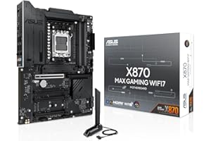 ASUS X870 MAX GAMING WIFI7, Scheda Madre AMD ATX, 12+2+1 Stadi di Alimentazione, Slot DDR5, Tre Slot M.2, PCIe 5.0, WiFi 7 con Q-Antenna, Ethernet Realtek 2,5Gb, HDMI, USB4 con USB-C, Aura Sync