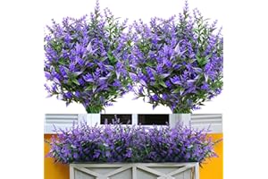 Yoicn Lth 12 Piezas Flores Artificiales de Lavanda para Interiores y Exteriores, Plastico Artificiales Lavanda Flor de Hogar Jardín Ventana Porche Fiesta Boda Decoración, Violet