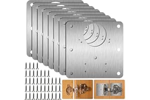YAOSHENGUP 8 Pcs Hinge Repair Plate with 48 Pcs Screws, Stainless Steel Hinge Repair Kit for Kitchen Wood Furniture, Cupboard Kitchen Door Repair