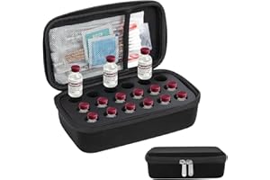YOUSHARES 18 Ranuras Estuche Organizador para Frascos de Insulina, Bolsa Organizadora para Frascos de Insulina de 10 ml U-100, Protector de Frascos Seguro, Cómodo y Fiable (Negro)