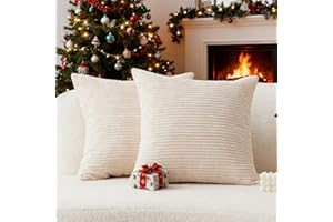 Home Brilliant Cream Cushion Cover 60x60 for Large Cushions, Super Soft Corduroy Cushion Covers for Sofa Bed, 24 inch, Pack of 2, (60cm x 60cm, Cream Cheese)