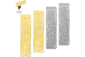 NVIYAM 4 Stück Ersatzpads für Kärcher Fenstersauger Zubehör, Mikrofaser-Wischbezüge für Kärcher Fensterreiniger Ersatzteile, Fensterreinigungsmopbezug, Geeignet für WV2 WV5 (Gelb y Weiß)