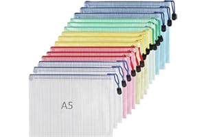 Neuytiky 15 Stück Dokumententaschen A5, Wasserdichte Bunte Document Case, Dokumententasche mit Reißverschluss, Sortierbeutel für Schule, Rechnungen, Kosmetik, Büroangestellte, Reisende