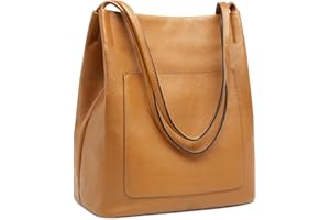 Kattee Bolsos de cuero para mujer, bolsos y bolsos de cuero genuino suave, bolsa de hombro con cierre magnético superior