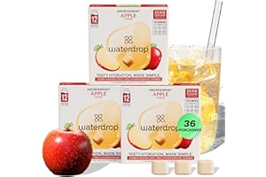 WATERDROP MICRODRINK waterdrop® Microdrink MANZANA, 36 Pastillas Saborizantes Para Agua, Bebidas Mix sabor Zumo de Manzana, Sin Azúcar, baja en calorías y con vitaminas, Bebida Instantánea, Polvo Hidratación,Para Botella