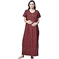 MomToBe Women's Cotton Floral Printed Maternity Nighty/Feeding Nighty/Pregnancy Night Gown/A-Line Nursing Nighty with Zippers for Nursing Pre and Post Pregnancy