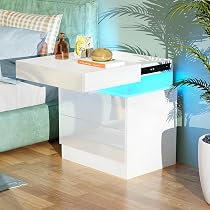 Comodino Con 2 Ripiani E Scomparto Aperto, Blu, In MDF, Dimensioni 40x30x53 Cm, Per Camera Da Letto E Soggiorno - 2