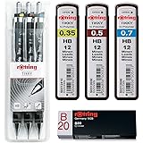 Rotring Tikky Set de porte-mines, 3er Komplettset mit Minen und Radierer, 1