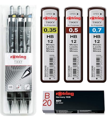 ROtring Isograph Master Set - 10-delig - Incl. 3 Fineliners (0.1, 0.3, 0.5 Mm), Vulpotlood 0.5 Mm, Kompas - Precisie Voor Tekenaars