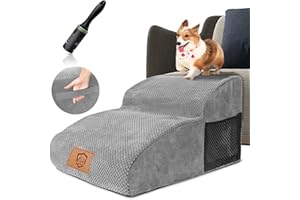 HEVOL Scala per Cani, Scala Estesa in Schiuma ad Alta Densità per Animali Domestici, Scalini Antiscivolo per Cani/Gatti – Invia 1 Rullo per Rimuovere i Peli Degli Animali Domestici