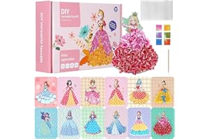 Jalann Poke Art DIY Toys, Fabric Art Frenzy for Kids, 12 in 1 Paper Craft Kit, Childhood Infinite Dream Hand-Painted, 3D DIY Cartoon Princess Change Dress Painting Educational Toys for Boys Girls