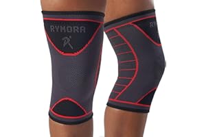 Rymora Knee Support Brace for Woman and Man- Knee Compression Sleeves, Comfortable and Secure Sleeve Supports for Weight Lifting, Running, Sports, Weak Joints, Fitness (XL, A Pair, Slate Grey)