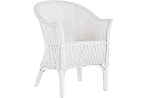 KORB.OUTLET Rattansessel Natur in der Farbe Weiss Rattanstuhl Lounge/Wartezimmerstuhl Esszimmerstuhl weiß mit Armlehne Gastro Hell Korb