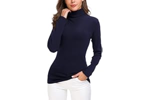 EXCHIC Mujer Casual Ajustado Cuello Alto Jerséis Camisa Manga Larga Elástico Pullover