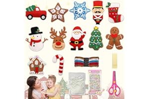 TZEKING 12 Stück Nähset Kinder,Weihnachten Nähhandwerk Set mit Zubehör,Bastelset Weihnachten,Weihnachtshirsch,Bastelsets für Kinder,Kreatives Bastelset für Anfänger Jungen & Mädchen
