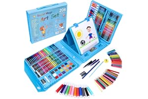 laoonl Drawing Kit 208Pcs, Kids Colouring Sets for Children Age 6-12, Art Supplies with Painting Cards and Watercolour Drawing Colouring Pencils for Artists Teens Girls Boys