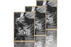 VUVUZULA Bilderrahmen 50x70cm Holz Holzrahmen 3er Set Eiche Fotorahmen MDF Rahmen Natur