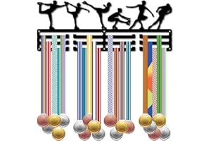 CREATCABIN Porta Medaglie Pattinaggio su Ghiaccio Porta Medaglie in Metallo Supporto Decorazioni Sportive Premi Muro Casa Distintivo Nastri Gare Corsa Ginnastica Nuoto Medaglia Nero 40x15cm