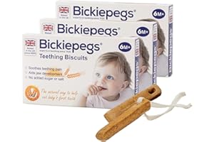 Bickiepegs Teething Biscuits 6-36 Months, 9 Biscuits, Natural Teething Remedies for Teething Relief, Dairy-Free Teething Rusks for Babies and Toddlers (3 Pack)