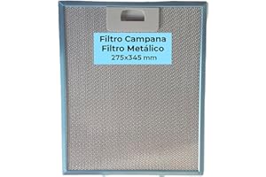 RECAMBIOS DREYMA Filtro Campana extractora metálico 275x345 mm. codigo 81460133 Lavable anticorrosion Compatible con Teka Balay Bosch Repuesto Rejilla Grasa Alta eficiencia fácil instalacion