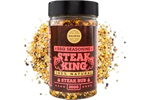 SALDVA Steak King BBQ Rub - 100% naturalna przyprawa do grilla - idealnie zbilansowana mieszanka przypraw do wyjątkowych steków i innych dań z wołowiny BBQ - duży słoik (200 g)
