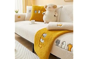Bobomon Sherpa Fleece Sofa Couch Cover Non Slip Soft Warm Plush Corner Sectional Sofa Slipcover Fuzzy Faux Fur Covers for Dogs Pets Kids