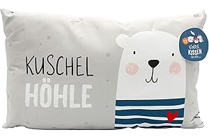 Dekohelden24 Kinder-Kuschel Kissen mit Bär/Aufschrift - Kuschelhöhle - L/B/H ca. 40 x 13 x 23 cm, 100% Baumwolle