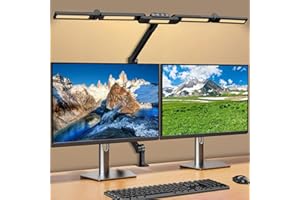 Asstikoo Lampada da Scrivania LED, 24W 82cm Dimmerabile Luce Scrivania con Morsetto, 5-testa Lampade da Tavolo Dimmerazione Automatica