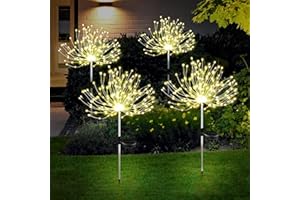 KIKILIVE Solar Light Outdoor Garden Lights Solar Fairy Lights Solar Firework Light, 4 Pack Fireworks Led Waterproof with 2 Lighting Modes Twinkling and Steady-ON for Garden