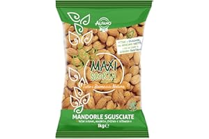 Alfano dal 1940 Mandorle Sgusciate Formato Maxi Scorta 1 Kg Frutta Secca Ricca di Rame, Magnesio e Fosforo Snack Fonte di Calcio e Vitamina E Sane e Genuine
