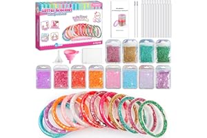 Fairy Maker Glitter Bracelet Making Kit for Girls, DIY Arts and Crafts Kit with 12 Bracelets, 8 Glitter Colours, 4 Gemstone Types, Laser Sparkle Shapes for Kids’ Birthday Gifts for Ages 6-12