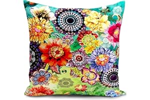 HUASHUZI Funda de cojín de flores para exteriores, funda de cojín colorida para decoración del hogar, decoración para jardín, sala de estar, sofá, muebles de patio, sofá, regalos, 45 x 45 cm