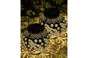 Evolpor Solar Lanterns Light, 2 Pack Solar Lanterns for The Garden, IP44 Waterproof, Auto On, Light for Outside Yard Patio Garden Decor