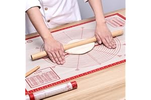 KitchenRaku Tappetino da pasticceria in silicone, extra grande tappetino in silicone antiaderente con tappetino per fondente di misura, tappetino per pasta (61x91 cm, rosso)