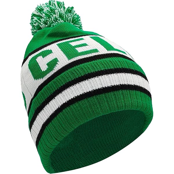 Chapeau Celtic FC Avec Pompon - Vert, Polyester, Licence Officielle, Neuf