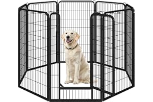 Yaheetech Parc pour Chien 8 Panneaux Enclos Chiens Chiot Lapin Rongeur Exterieur Cage pour Chien Interieur avec Porte 71x120 cm