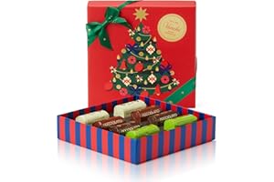 Venchi, Cofanetto Regalo Natale Rosso con Lingottini Assortiti, Con Croccante Frutta Secca, Edizione Limitata Alice Bureau, 117 Gr, Senza Glutine, Idea Regalo