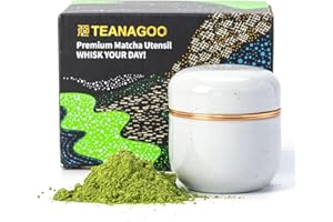 ‎TEANAGOO TEANAGOO Ceramic Matcha Jar | Przenośny pojemnik 2,8 uncji / 82,8 ml zapewniającą świeżość, idealny na 18 g proszku Matcha, przyjazny w podróży i kompaktowy design, X3, Lt.grey